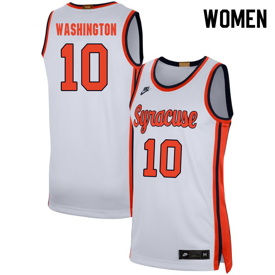 2020 Women #10 Howard Washington Syracuse Orange College Basketball Jerseys Sale-White